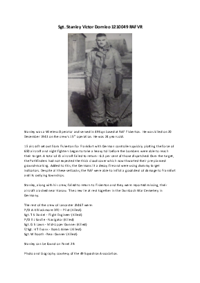 A preview of a PDF biography for Domleo, Stanley Victor
